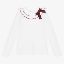 Patachou Girls White Jersey Blouse