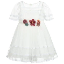 Patachou Girls White Tulle Dress