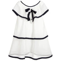 Patachou Ivory & Blue Chiffon Dress