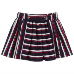 Patachou Navy Blue Striped Cotton Skirt