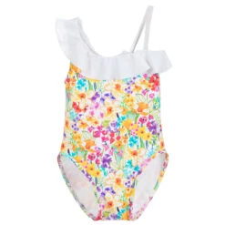Paté De Sable Girls Floral & Ruffle Swimsuit