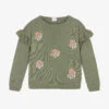 Paz Rodriguez Girls Green Floral Sweater