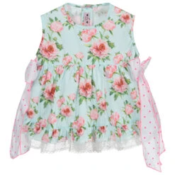 Phi Clothing Blue Cotton Floral Blouse