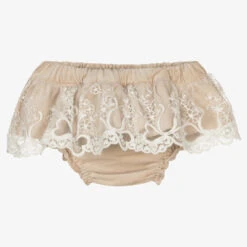 Phi Clothing Girls Beige Cotton Velvet Bloomer Shorts
