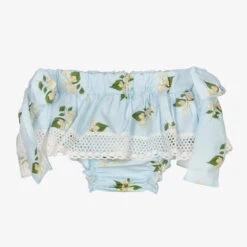 Phi Clothing Girls Blue Floral Cotton Bloomer Shorts