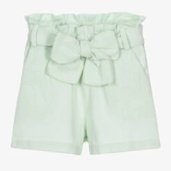 Phi Clothing Girls Green Cotton Shorts