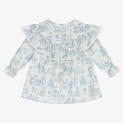 Phi Clothing Girls Ivory & Blue Blouse