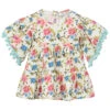 Phi Clothing Girls Ivory Floral Blouse