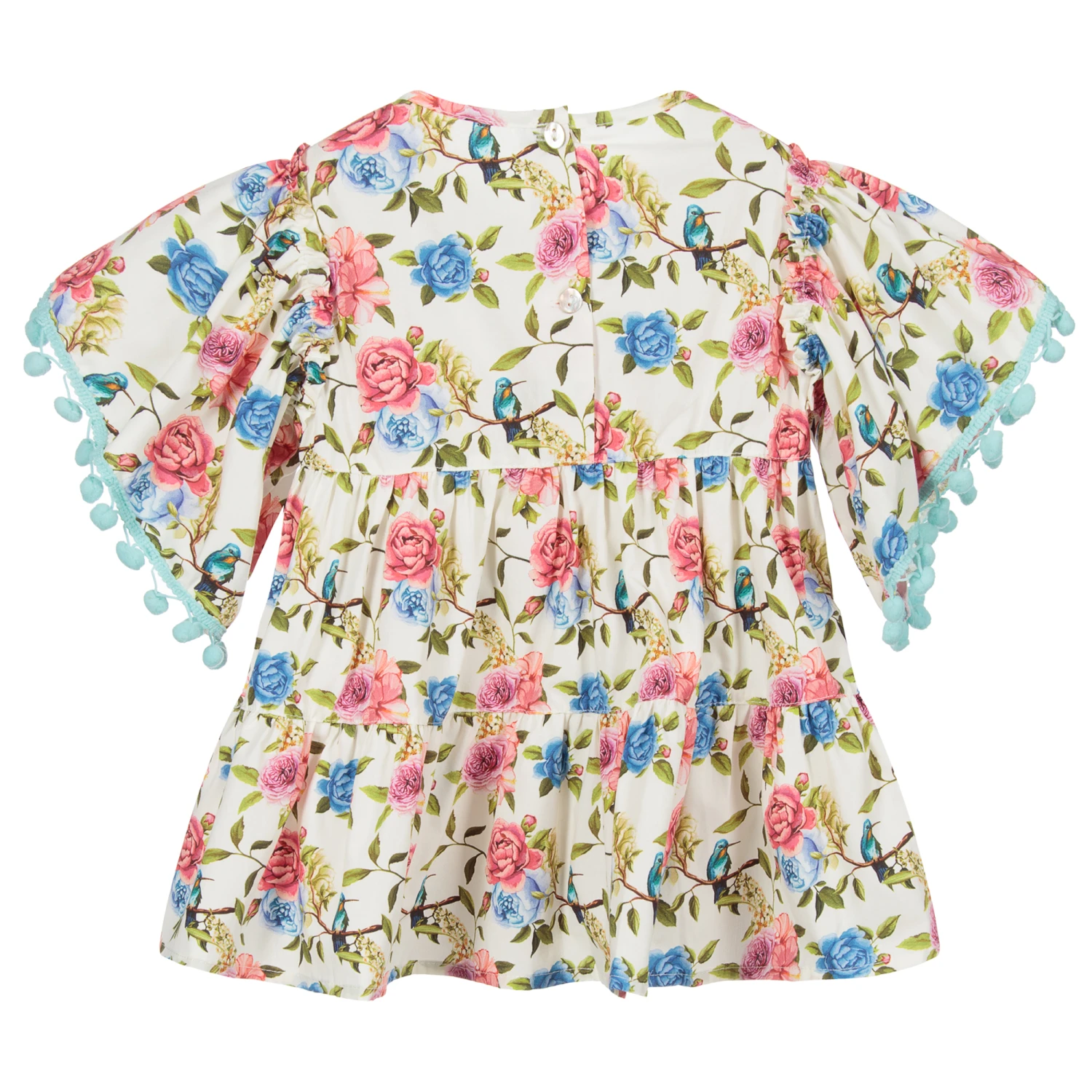 Phi Clothing Girls Ivory Floral Blouse 2 Phi Clothing Girls Ivory Floral Blouse - Image 2