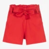 Phi Clothing Girls Red Cotton Bow Shorts