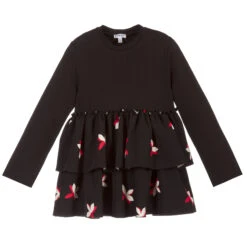 Piccola Ludo Girls Black & Red Floral Top