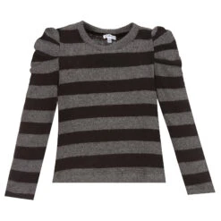 Piccola Ludo Grey & Black Striped Sweater