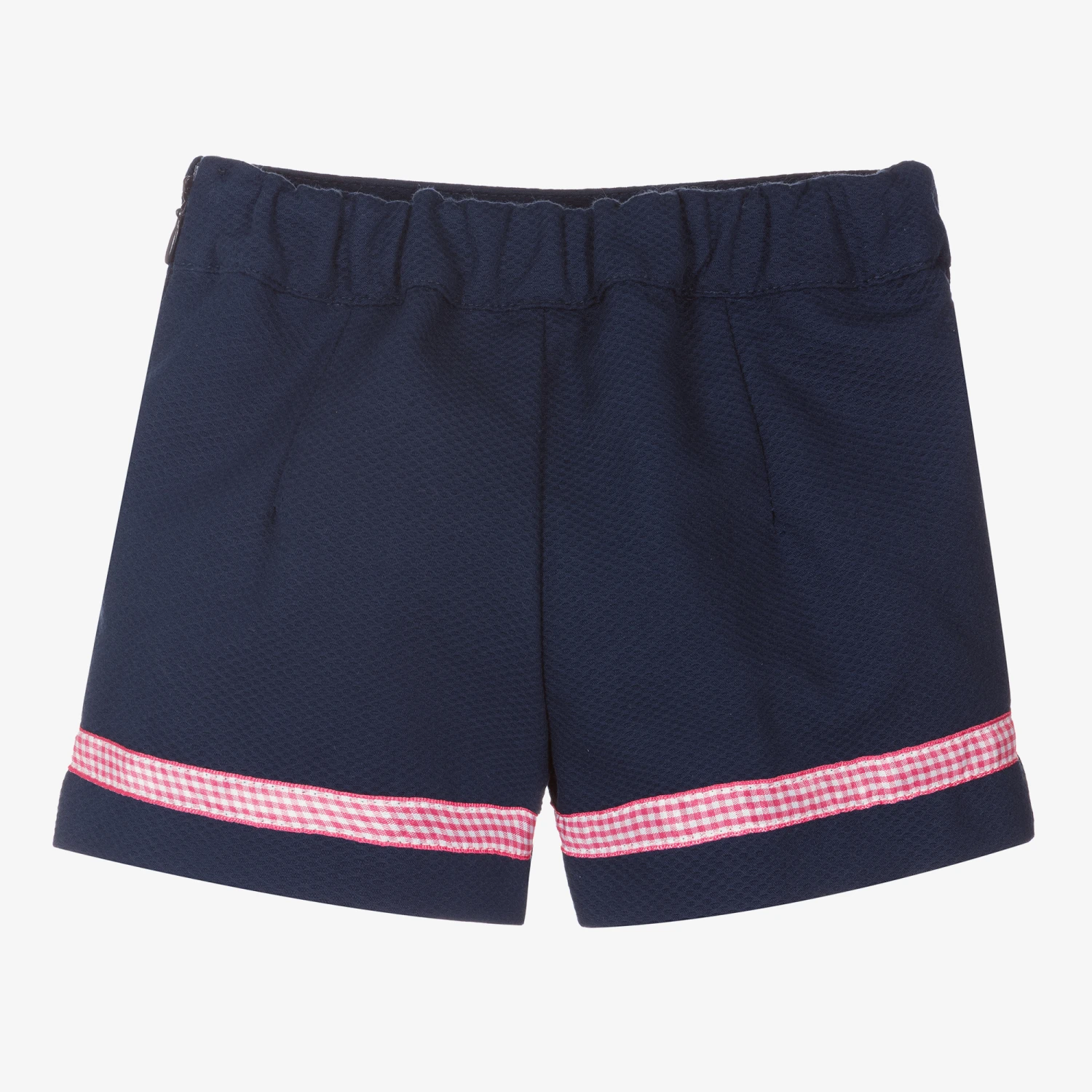 Piccola Speranza Girls Blue & Pink Trim Shorts 2 Piccola Speranza Girls Blue & Pink Trim Shorts - Image 2