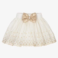 Piccola Speranza Girls Ivory & Gold Skirt