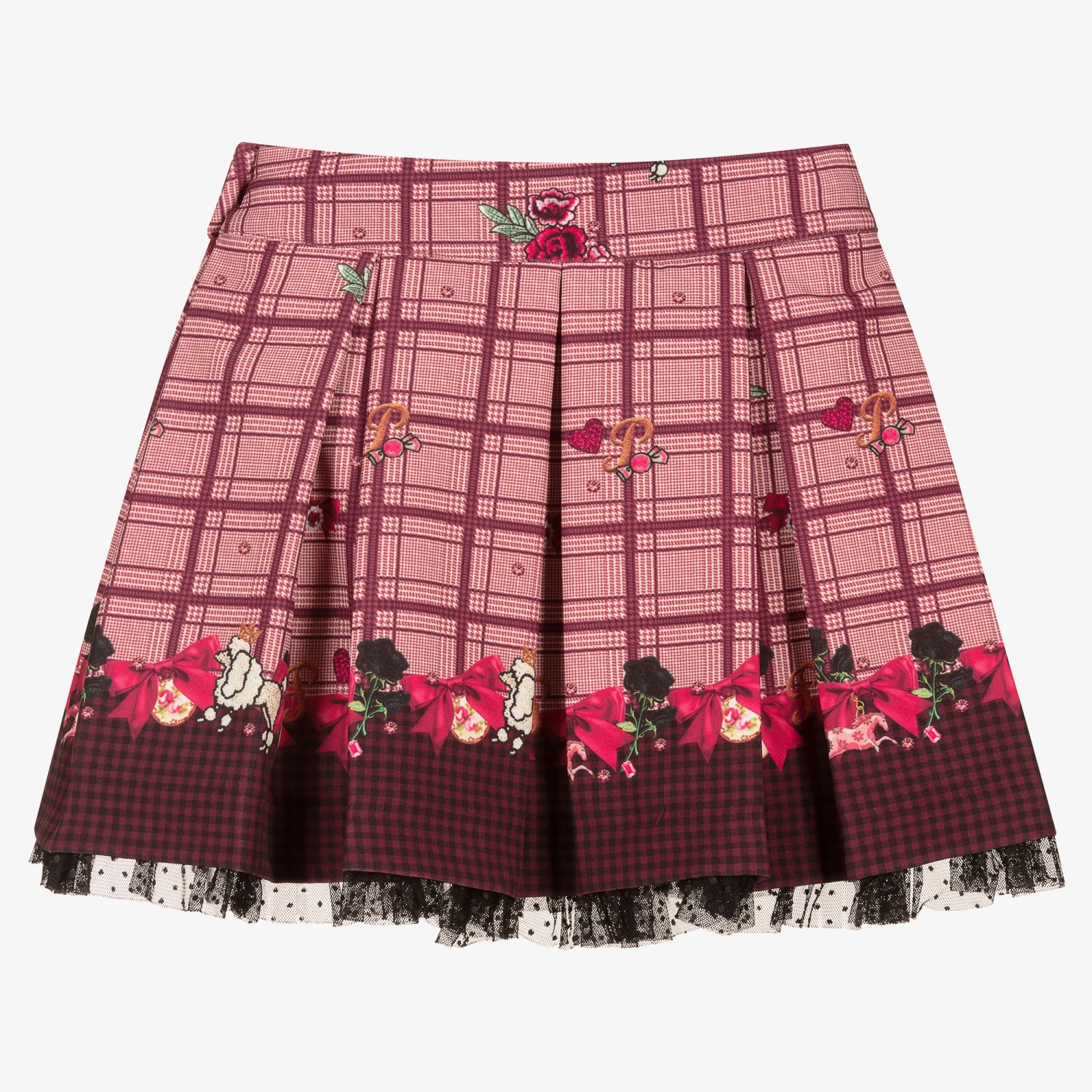 Piccola Speranza Girls Pink Check Bows Skirt 3 Piccola Speranza Girls Pink Check Bows Skirt - Image 3