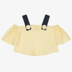 Piccola Speranza Girls Yellow Off-Shoulder Blouse