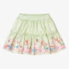 Piccola Speranza Green Floral Ruffle Satin Skirt