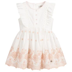 Pili Carrera Ivory & Pink Embroidered Dress
