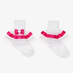Pretty Originals White & Pink Frilly Socks