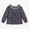 Rachel Riley Navy Blue Floral Cotton Blouse