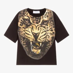 Roberto Cavalli Black Cotton Leopard T-Shirt