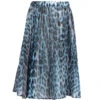 Roberto Cavalli Blue Leopard Print Pleated Skirt