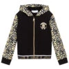 Roberto Cavalli Girls Black Cotton Zip-Up Top