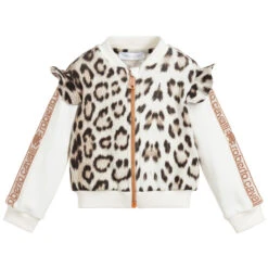 Roberto Cavalli Girls Ivory Cotton Zip-Up Top