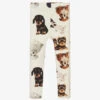 Rock Your Baby Girls Ivory Puppies Leggings