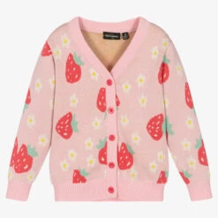 Rock Your Baby Girls Pink Strawberry Cotton Cardigan