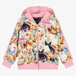 Rock Your Baby Pink Bunny Bows Zip-Up Top