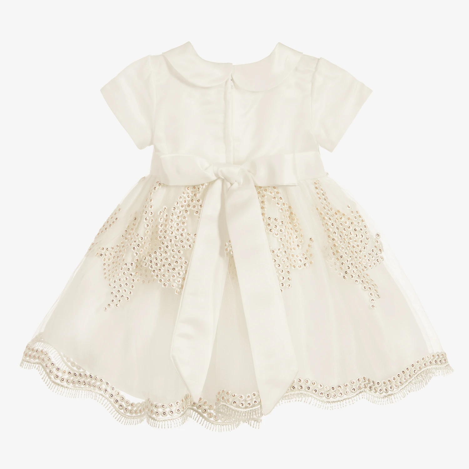 Romano Princess Baby Girls Ivory & Gold Dress 3 Romano Princess Baby Girls Ivory & Gold Dress - Image 3