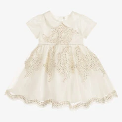 Romano Princess Baby Girls Ivory & Gold Dress