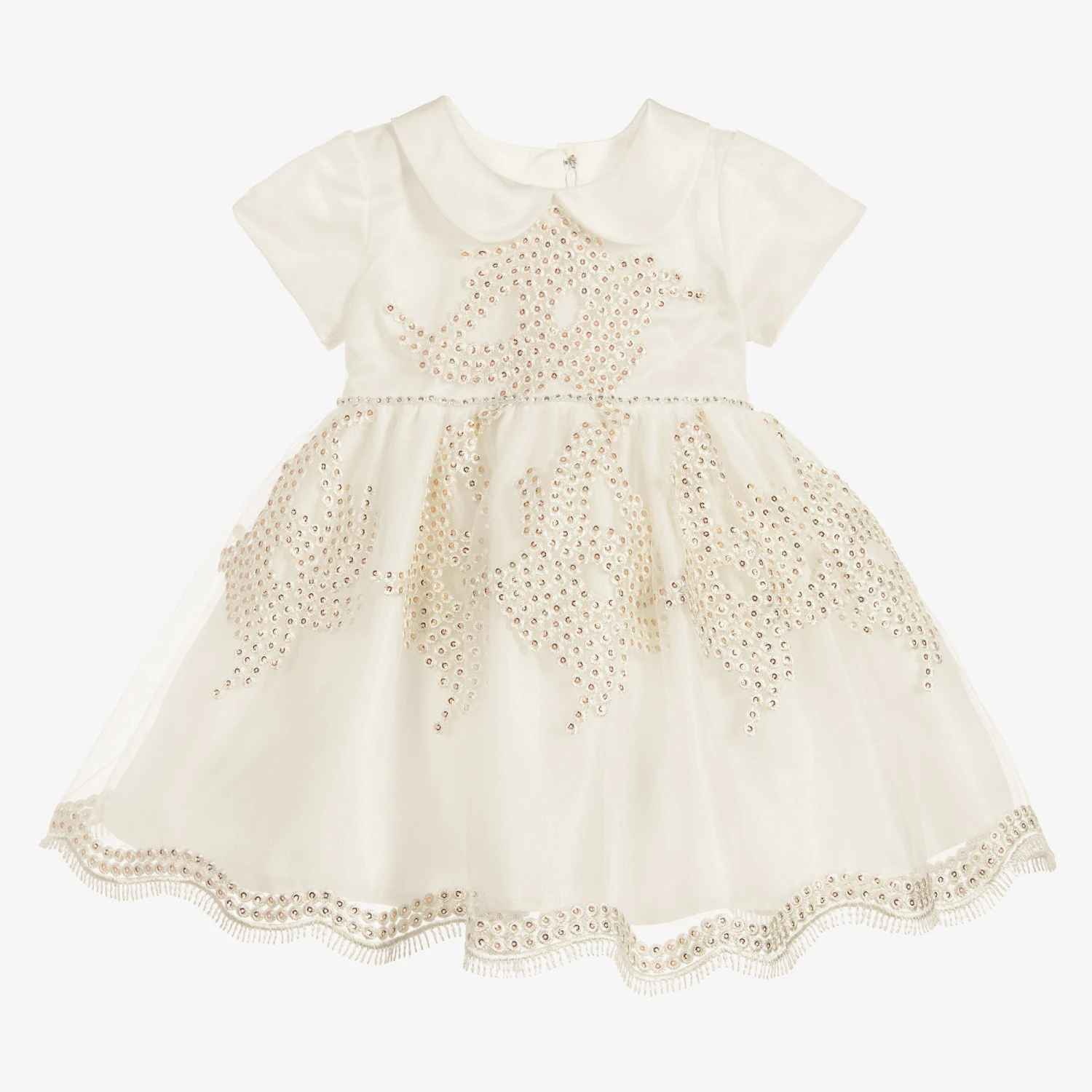 Romano Princess Baby Girls Ivory & Gold Dress 1 Romano Princess Baby Girls Ivory & Gold Dress