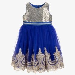 Romano Princess Blue Sequin & Tulle Dress