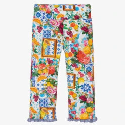 Rosalita Señoritas Girls Blue Cotton Floral Fruit Leggings