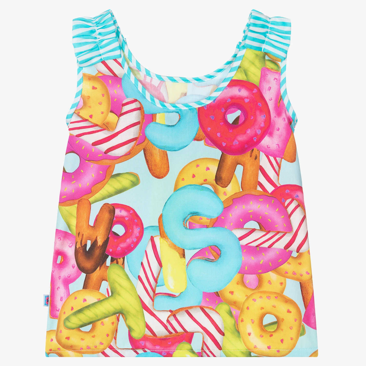 Rosalita Señoritas Girls Blue & Pink Doughnut Blouse 3 Rosalita Señoritas Girls Blue & Pink Doughnut Blouse - Image 3