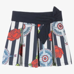 Rosalita Señoritas Girls Blue Stripe Cotton Skirt