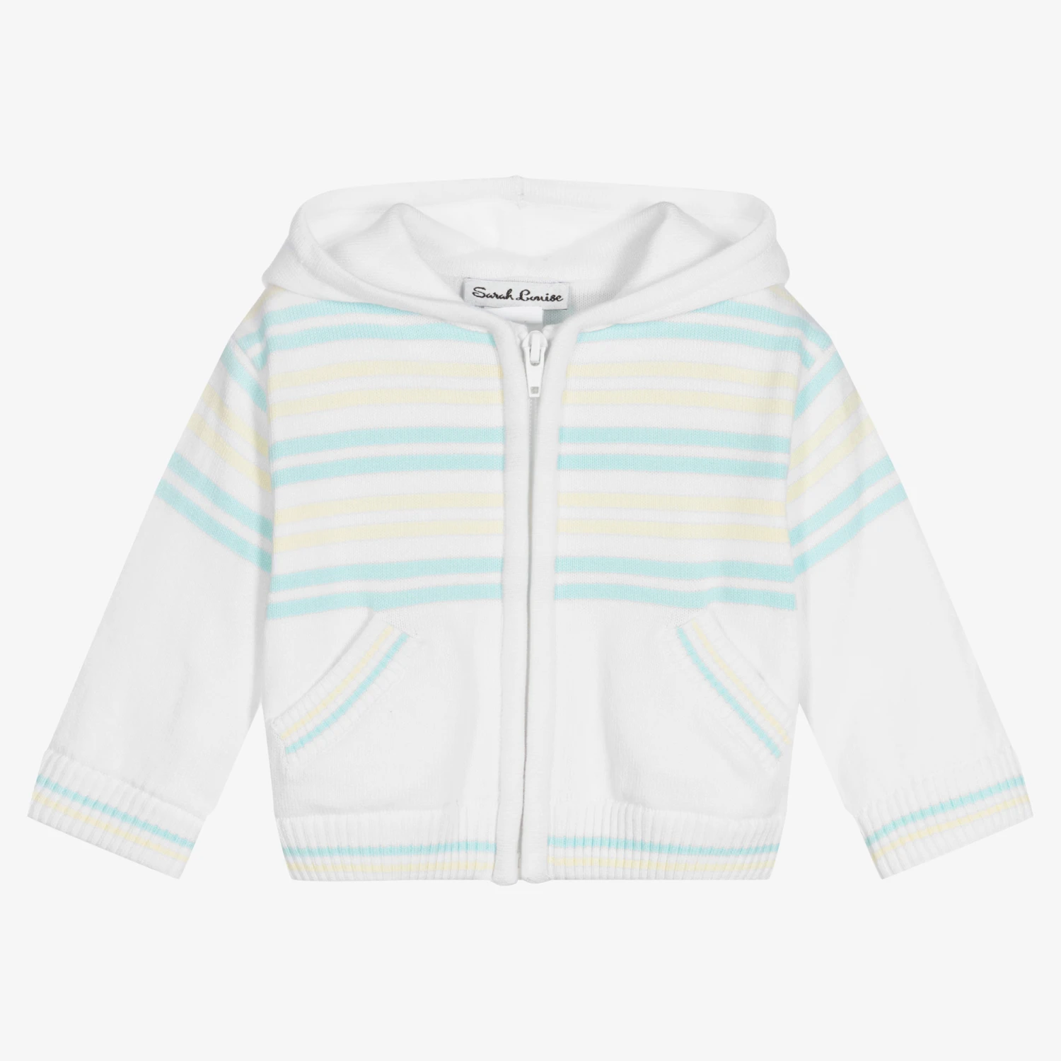 Sarah Louise Girls White Knitted Zip-Up Top 1 Sarah Louise Girls White Knitted Zip-Up Top