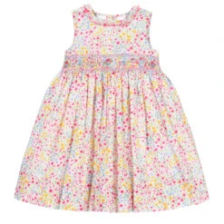 Sarah Louise Pink Floral Smocked Dress