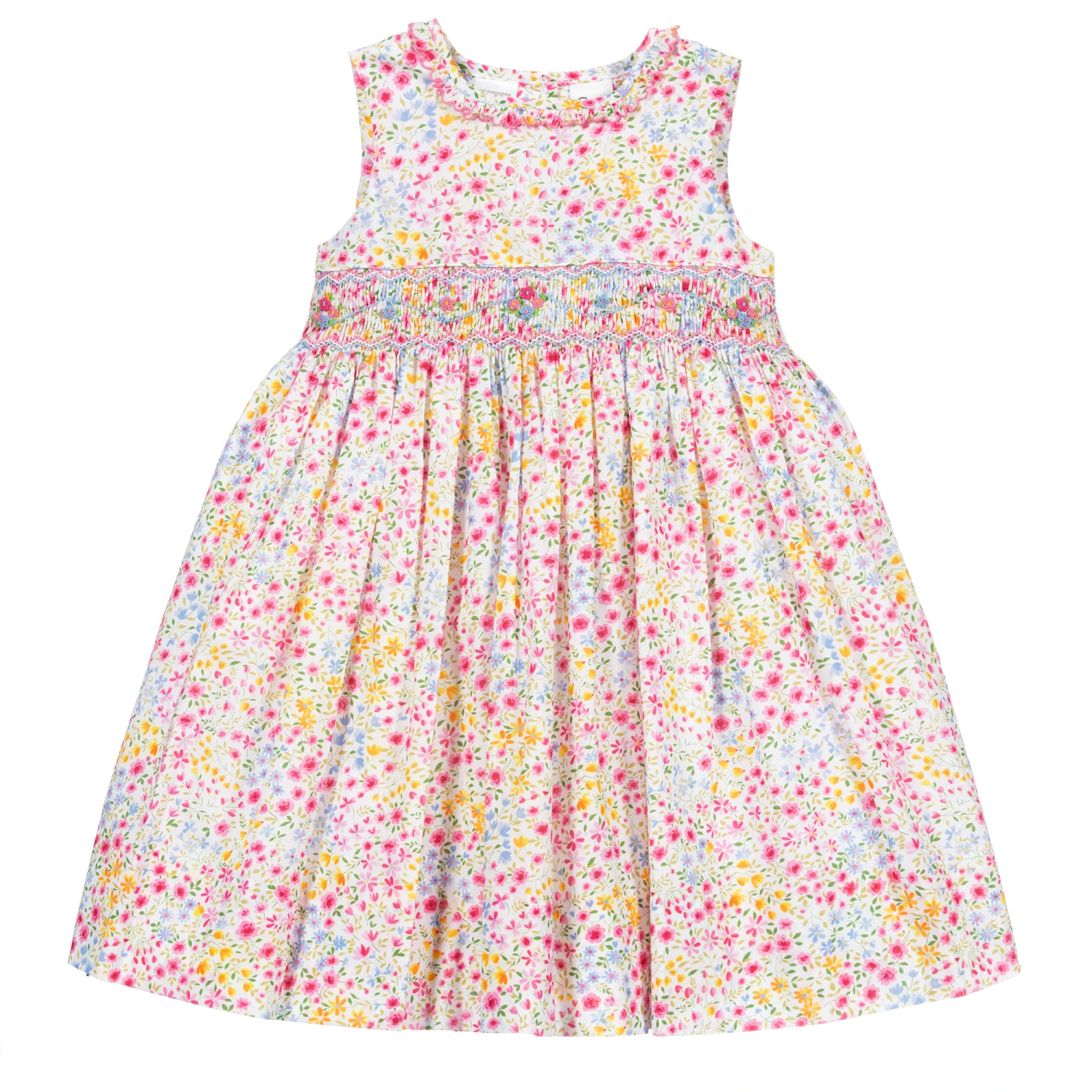 Sarah Louise Pink Floral Smocked Dress 1 Sarah Louise Pink Floral Smocked Dress