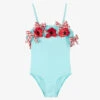 Selini Action Girls Blue Flowers & Bows Swimsuit