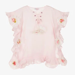 Selini Action Girls Pink Cotton Flower Kaftan