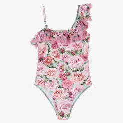 Selini Action Girls Pink Floral Swimsuit