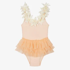 Selini Action Girls Pink Flowers & Tutu Swimsuit