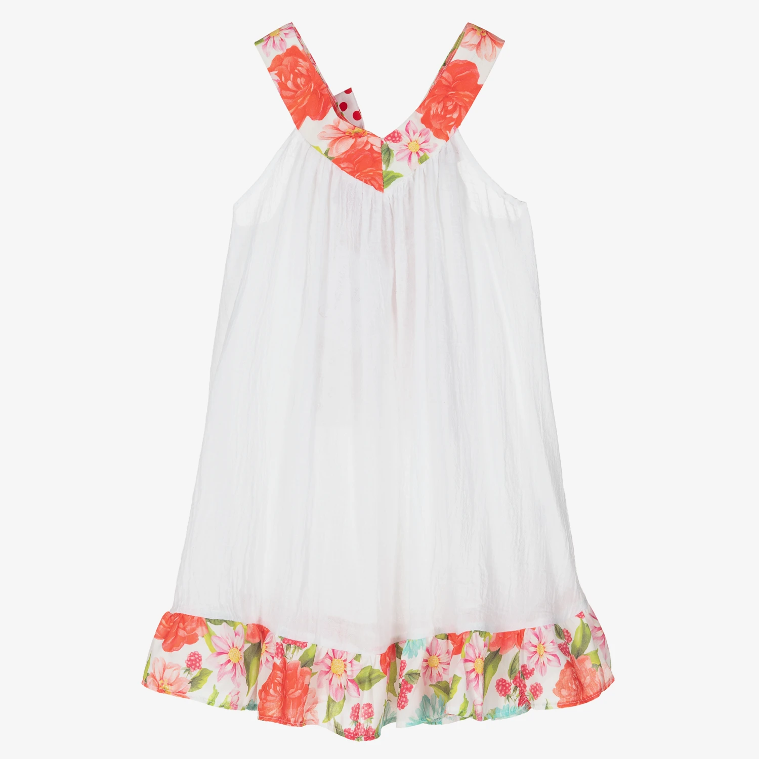 Selini Action Girls White & Red Cheesecloth Beach Dress 2 Selini Action Girls White & Red Cheesecloth Beach Dress - Image 2