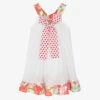 Selini Action Girls White & Red Cheesecloth Beach Dress