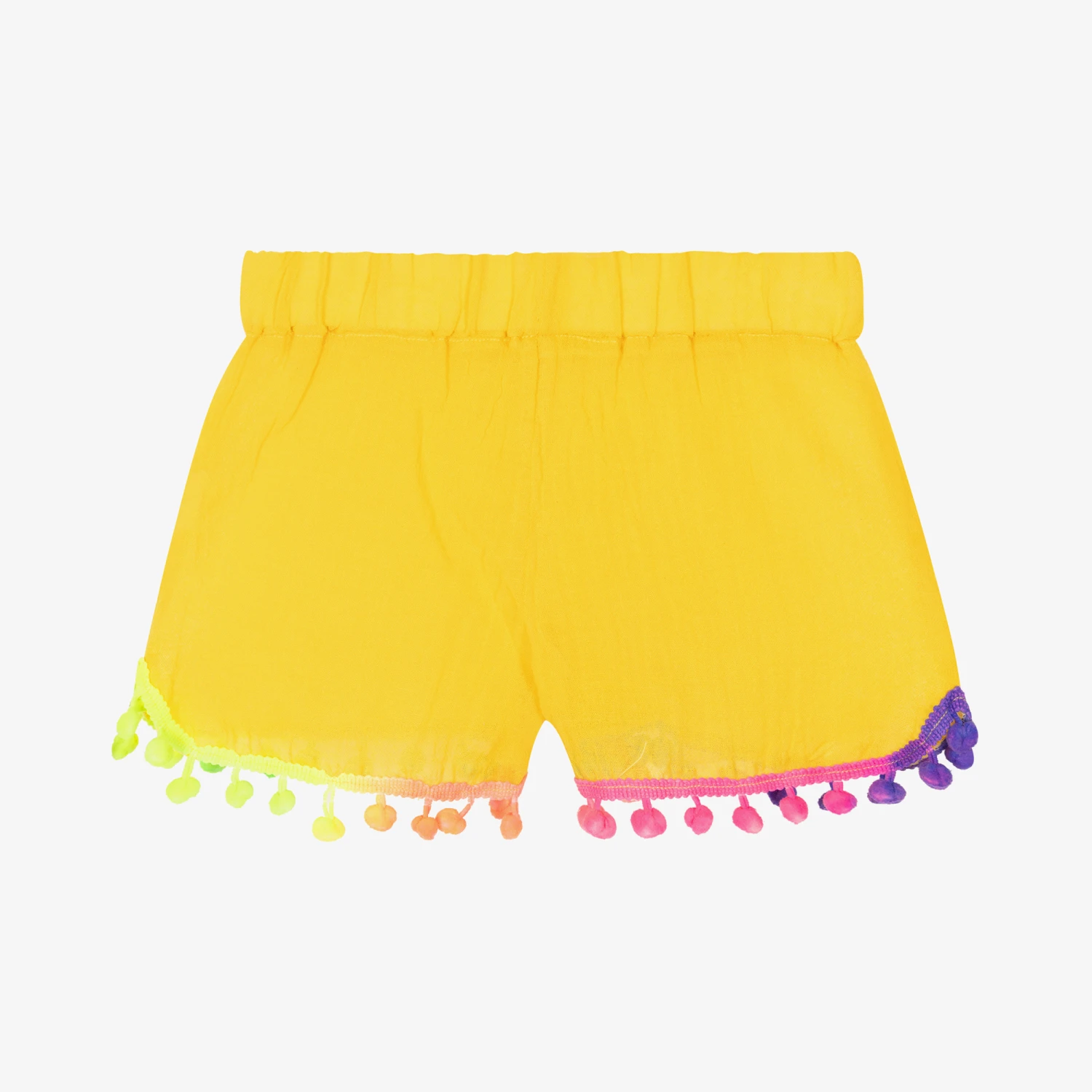 Selini Action Girls Yellow Cotton Pom-Pom Shorts 2 Selini Action Girls Yellow Cotton Pom-Pom Shorts - Image 2