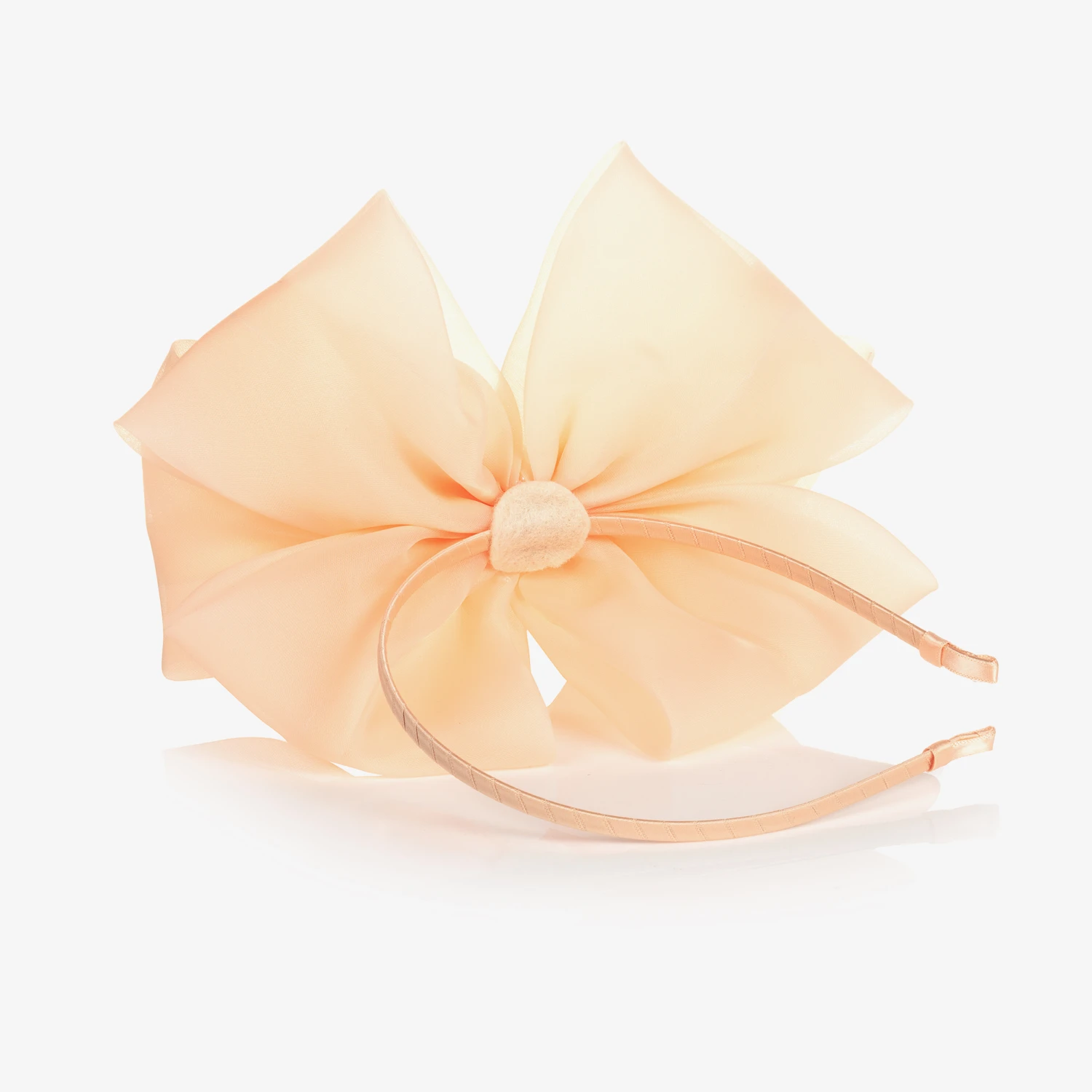 Sienna Likes To Party Peach Pink Organza Bow Hairband 3 Sienna Likes To Party Peach Pink Organza Bow Hairband - Image 3