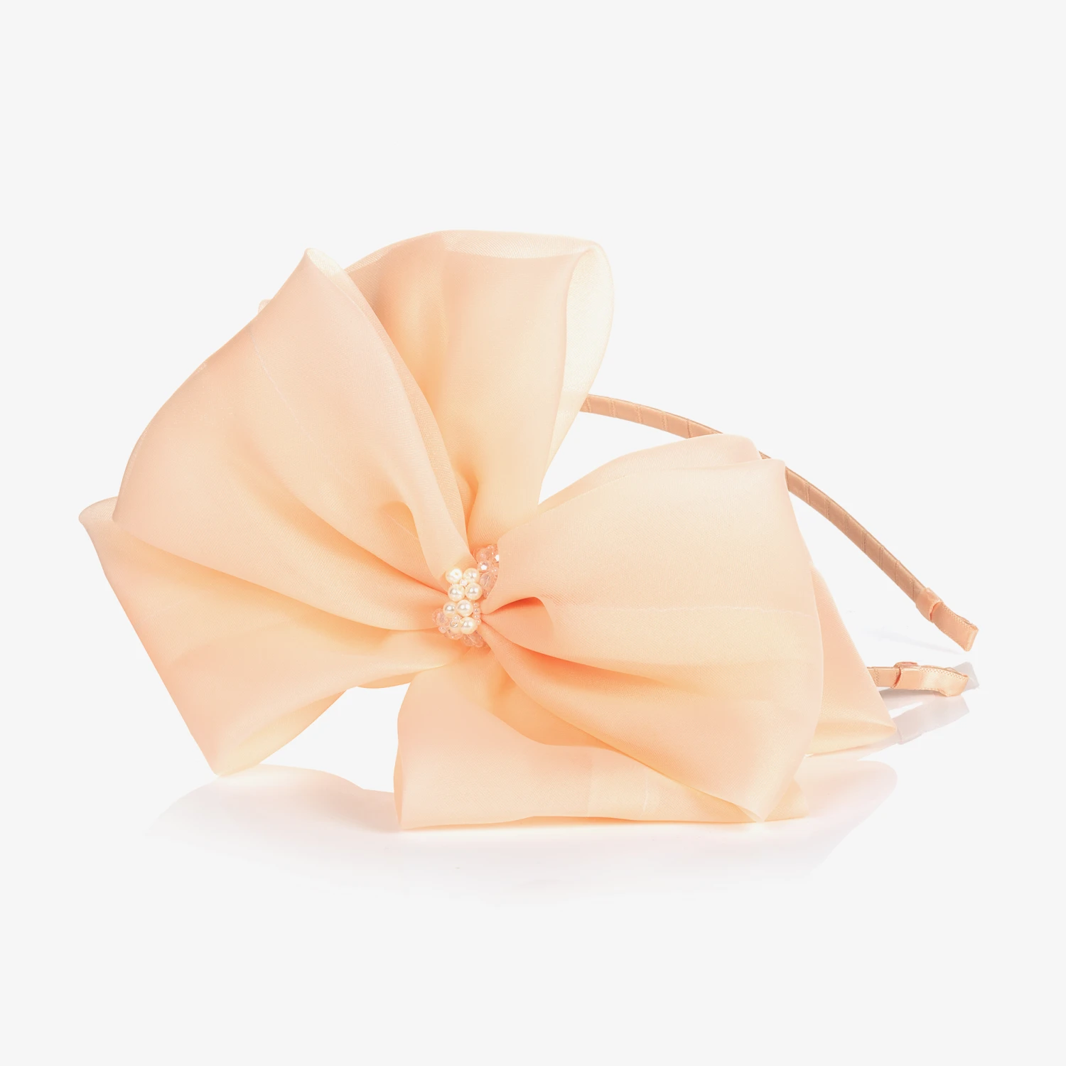 Sienna Likes To Party Peach Pink Organza Bow Hairband 2 Sienna Likes To Party Peach Pink Organza Bow Hairband - Image 2